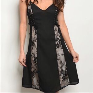 Unique BEAUTIFUL black dress with lace detailing